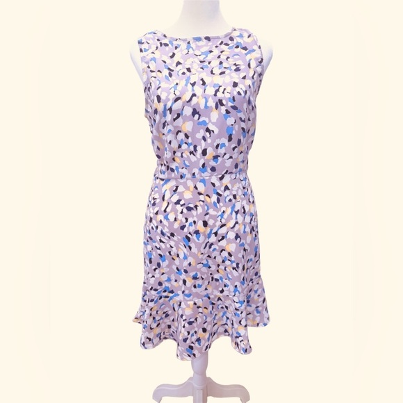 LOFT Purple and Blue A-Line Midi Dress Mock Neck 10P - Picture 1 of 6